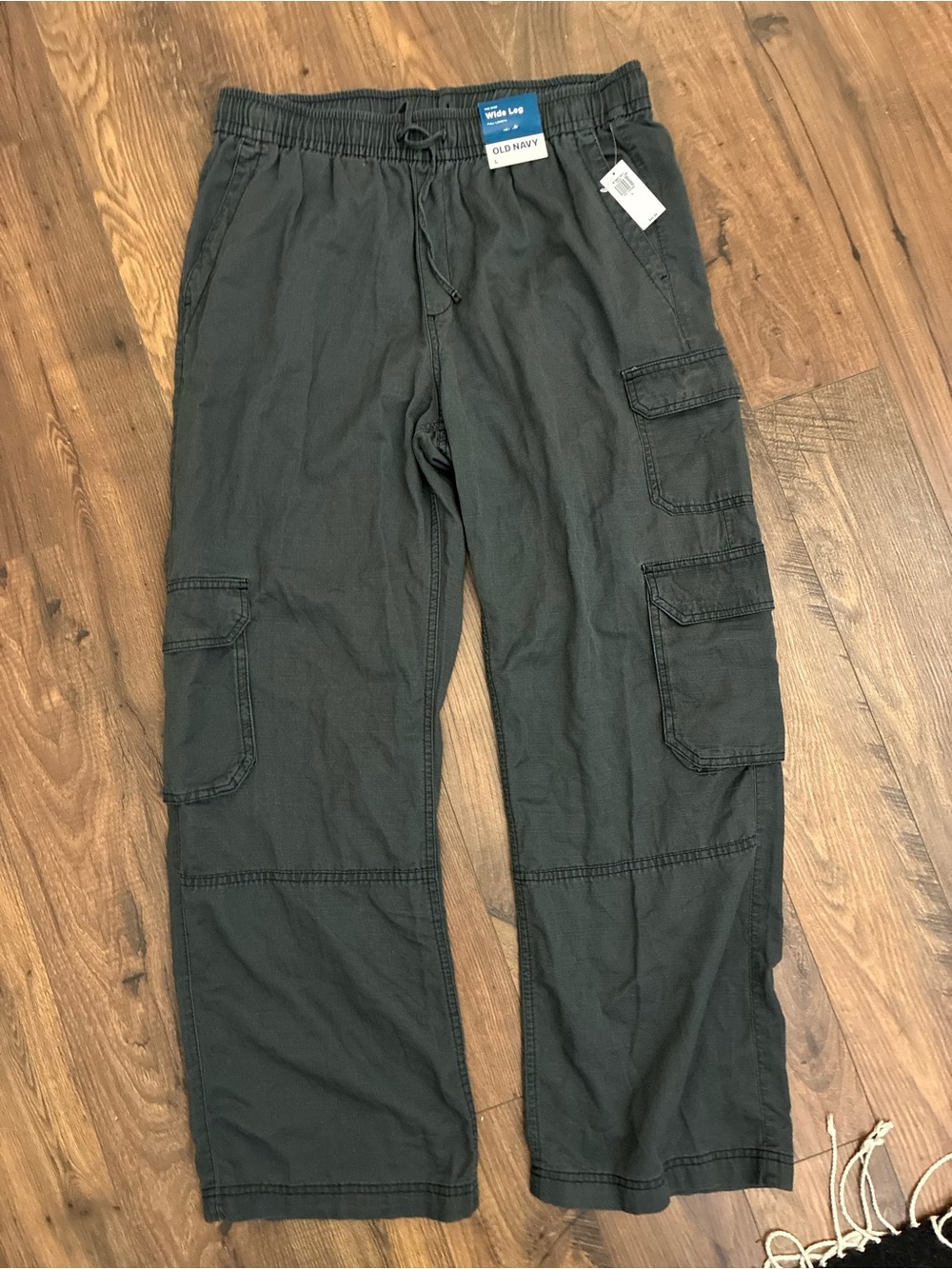 Old Navy Gray Mid Rise Wide Leg Cargo Pants - Drawstring Waist - Picture 1 of 5